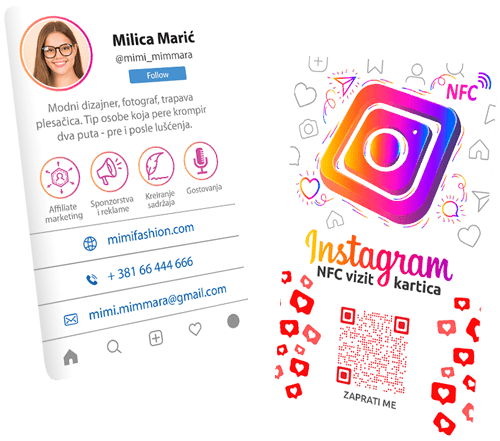 Personalna Instagram digitalna NFC vizit kartica
